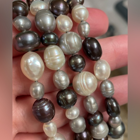 Long Baroque Freshwater Pearl Necklace Vintage Single Strand - Picture 8 of 8